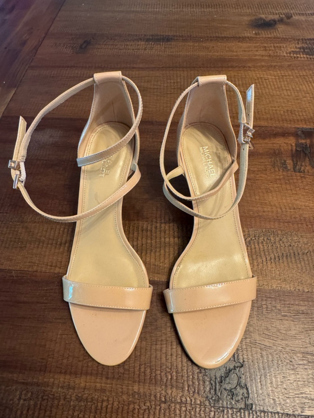 MICHAEL Michael Kors Nude Patent Ankle-Strap Heels